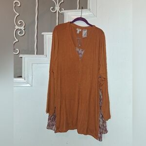 LOGO by Lori Goldstein Rust Cardigan